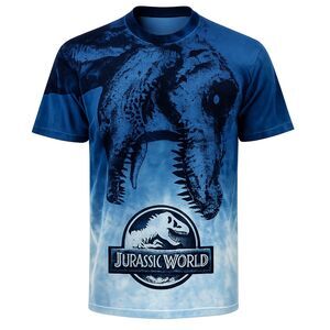 JURASSIC WORLD Giant T-Rex Blue White Tye Dye T Shirt Size Large